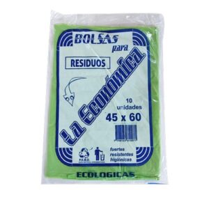 BOLSAS ECOLOGICAS VERDES 45X60 10un x5 LA ECONOMICA